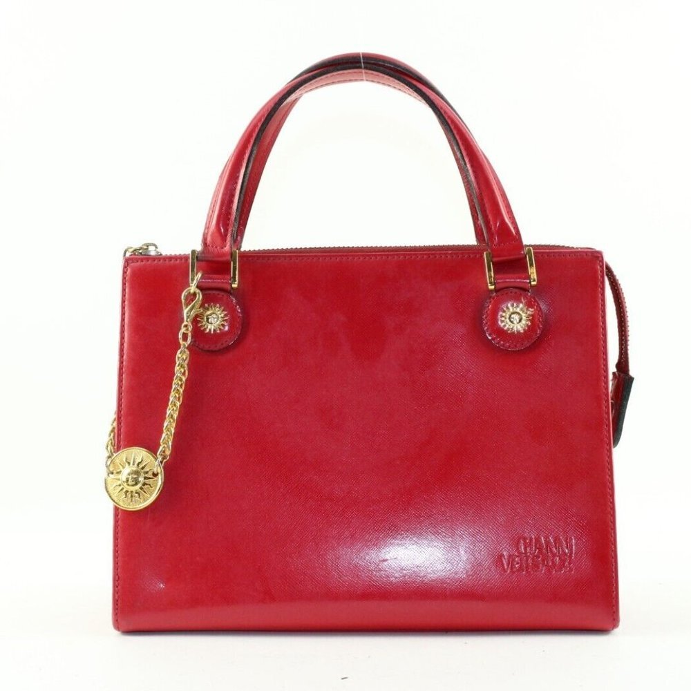 Versace Red Leather Charm Tote 5VER1214K